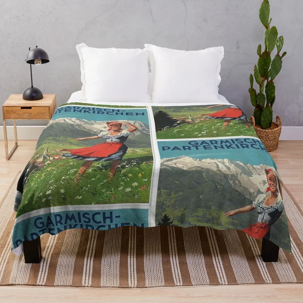 

Garmisch Partenkirchen... vintage tourist poster Throw Blanket For Decorative Sofa Soft Beds Blankets