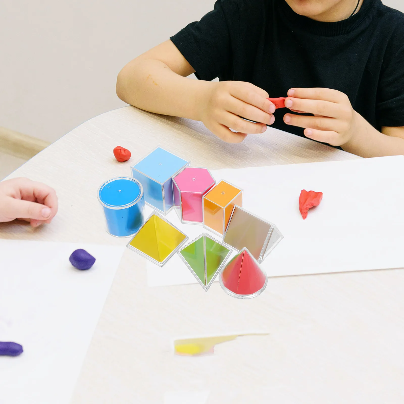 

1Set Geometric Solids Transparent Foldable Math Manipulatives Teaching Aids Classroom Educational Tools for Students