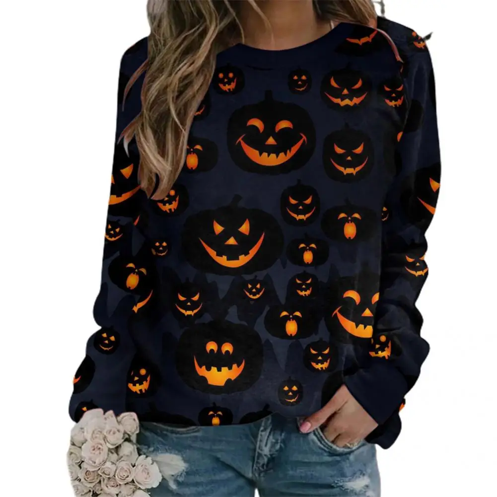 Colorful Candy Elastic Cuff Candy Pumpkin Lady Sweatshirt for Daily Wear