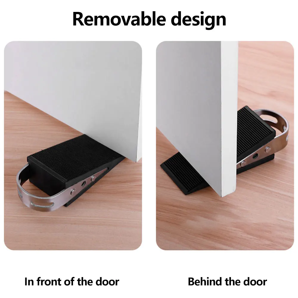 Metal Door Stopper Reusable Shock Absorbent Block Wedge Doorstops Door Handle Stopper Non-Slip Door Anti-collision Stopper