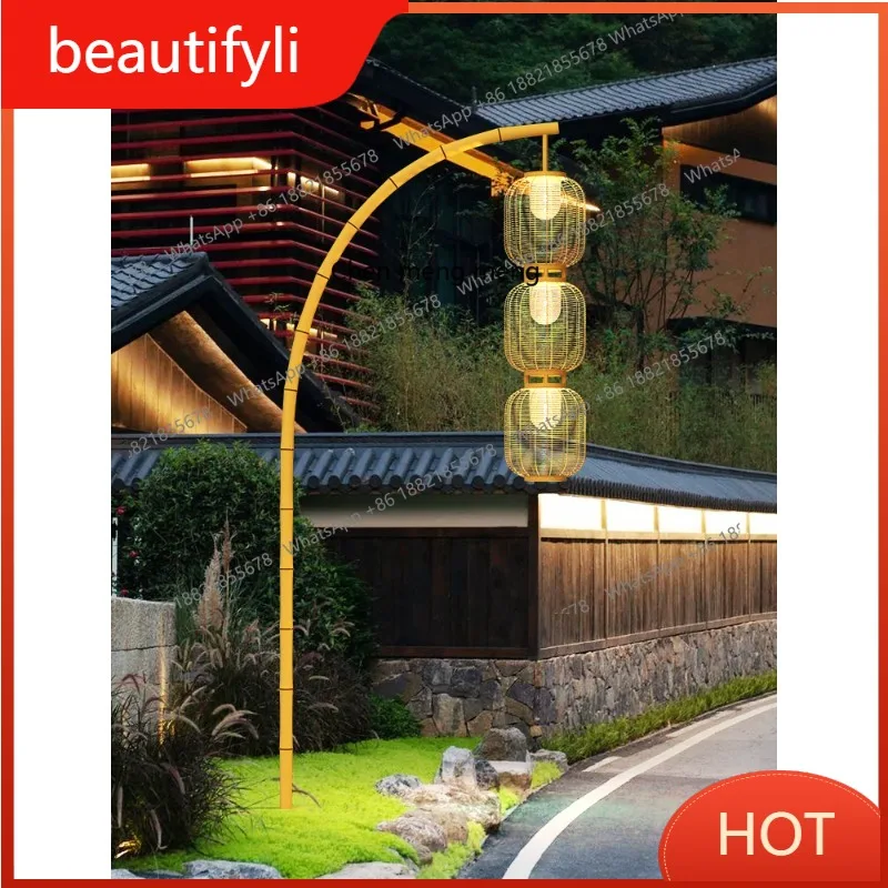 

L6080 Simulation bamboo high pole lamp outdoor homestay scenic garden lamp retro villa block landscape garden street lamp