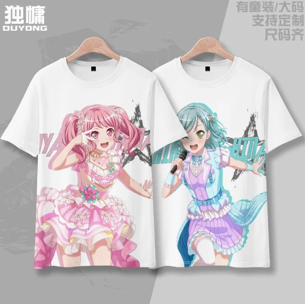 Anime BanG Dream! Maruyama Aya Short Sleeve T-shirt Summer Cosplay Costume Casual Student Loose Tops