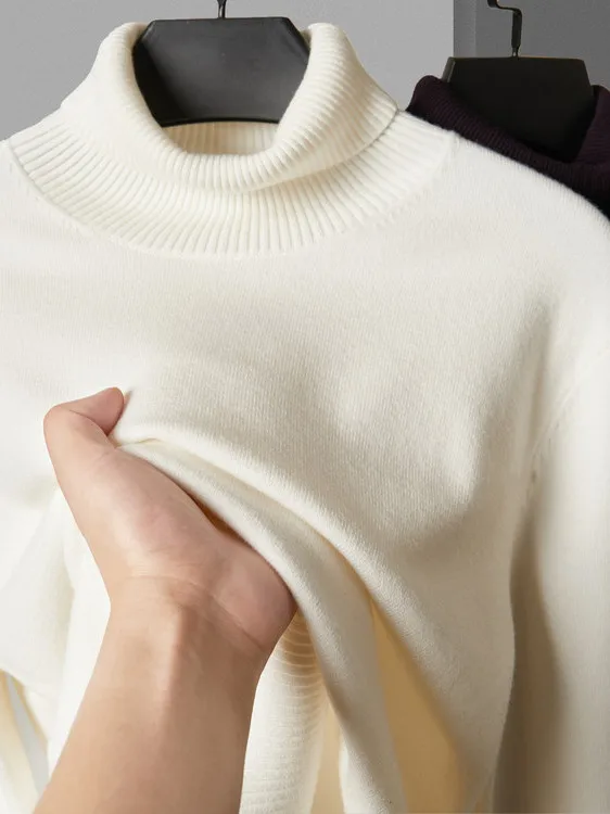 

Thiened High Collar Knitted Sweater Men's Casual Busin Sle Winter Warm Inner Wear Leisure Base irt