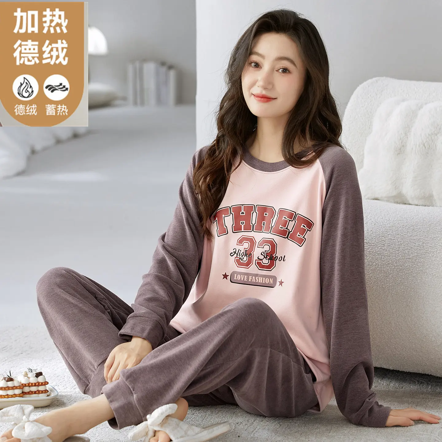 

Корейская модная ночная рубашка для женщин, тонкая флисовая одежда для сна, осенняя теплая одежда для сна, женский пижамный комплект для молодых девушек, Mujer Pijamas