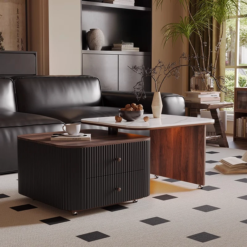 

Rock slab coffee table Modern minimalist household small apartment 2024 new living room removable square small tea table
