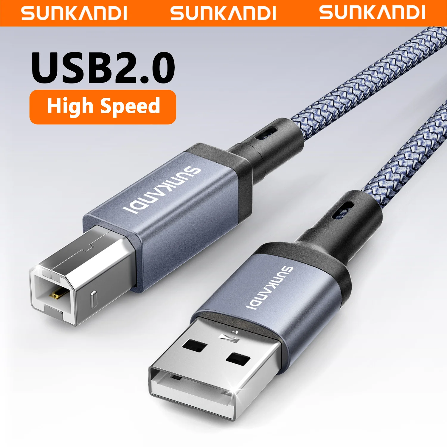 Cabo de Impressora SUNKANDI, USB A para USB B, Cabo de Impressora de Alta Velocidade para HP, Canon, Brother, Samsung, Dell, Epson, Lexmark e Mais