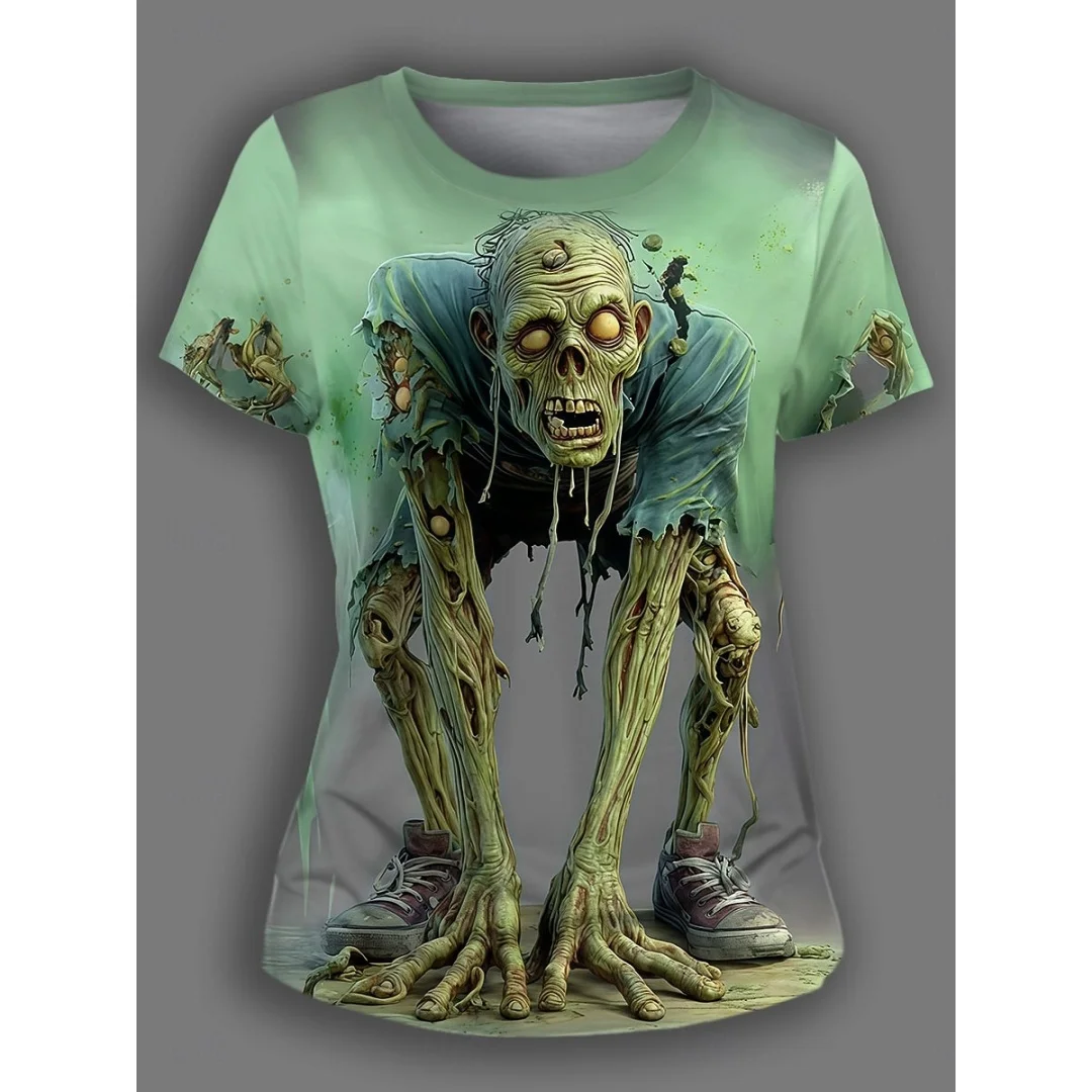 

2025 Summer Winter Top Trench T Shirt Lightweight Comfortable Print Open Front Vintage Fashion Casual Skull Vacation Casual