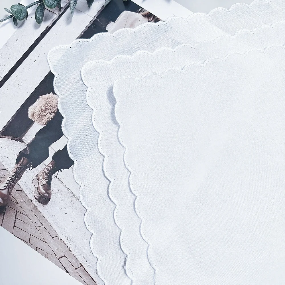 Wedding season 2PCs pure white cotton happy handkerchief to send friends to send mother 29cm/11.4in thin.