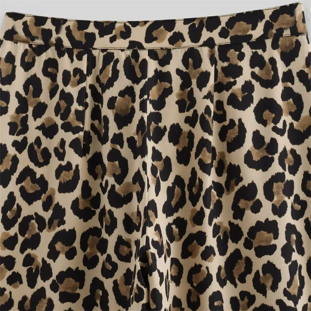 Peter Ailsa 2024 estate nuovo prodotto moda donna e pantaloni Casual versatili con stampa leopardata a vita alta