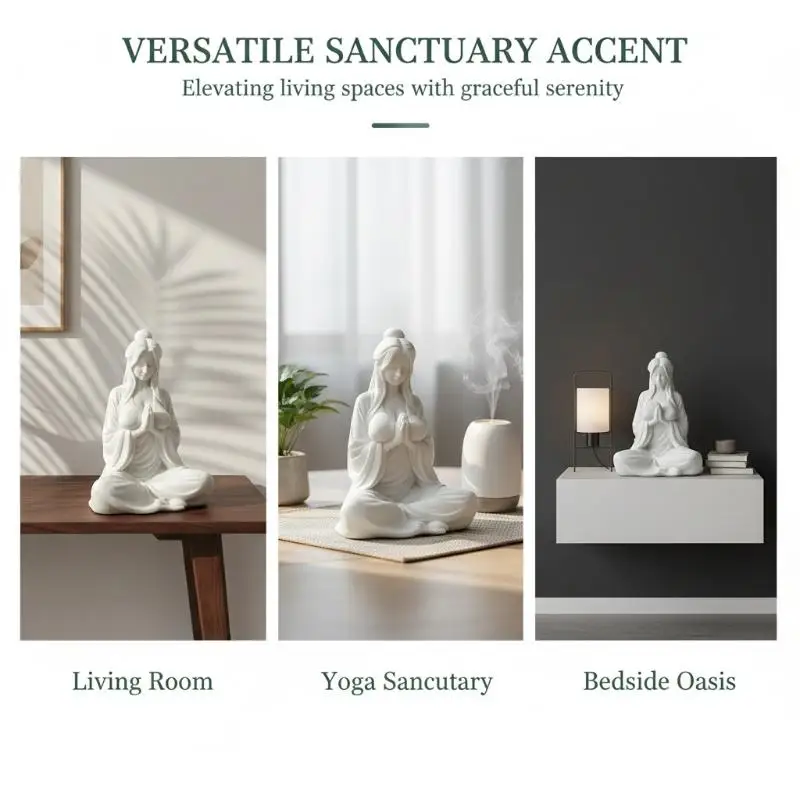3D Printed Meditation Female Figurine Mini Cross-legged Zen Statue for Desktop Home Yoga Studio Decoration