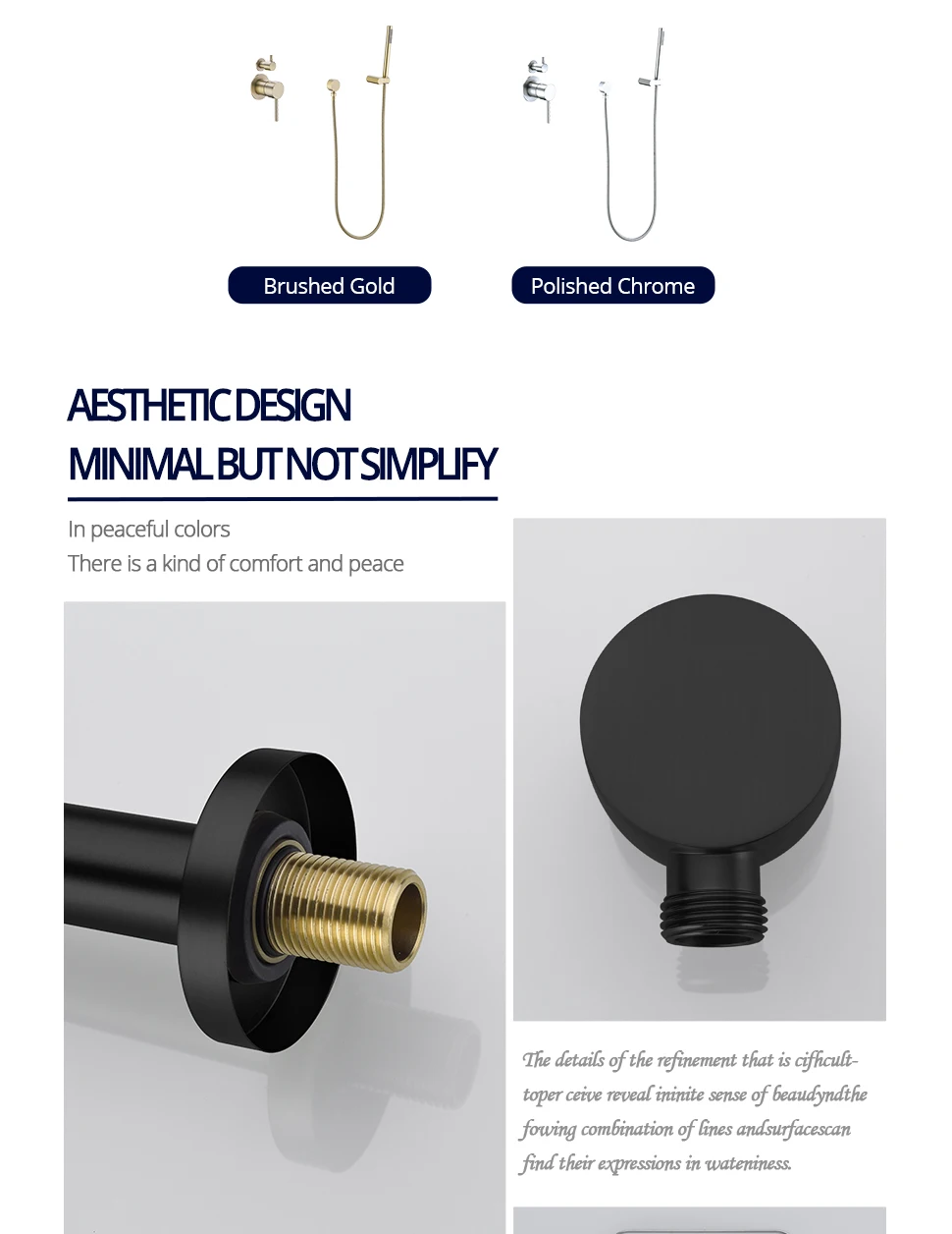 10-Zoll-Duschsystem-Set aus Gunmetal, 2-Funktions-Duscharmatur, teilen Sie die Wand montierte heiße und kalte Duscharmatur, Badezimmer-Duschset – Detail 9