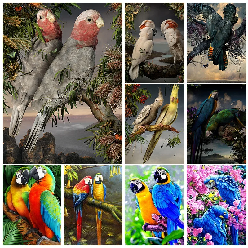 Parrot 5D Diamond Painting Kits Full Square/Round Diamond Mosaic bird animals Rhinestone Embroidery Home Decor DIY