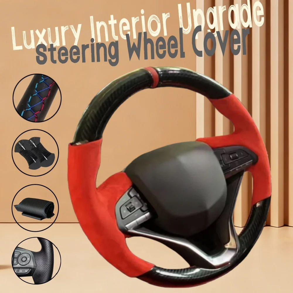 

Customize Suede Carbon Fiber Leather Car Steering Wheel Cover XT5 CT5 XTS XT6 CT4 ATSL SRX Steering Wrap Cover For Cadillac XT4