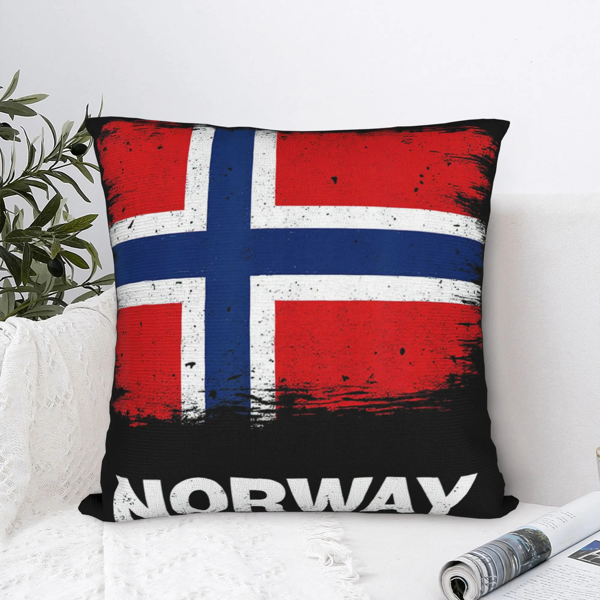 Norwegian Flag Norway Pillow Case  Square Pillow Cover Novelty Pillowcases For Sofa Bedroom Home Decor