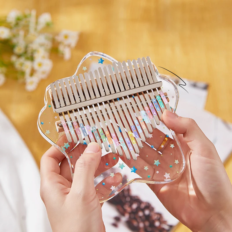 21 Keys Kalimba Thumb Piano Crystal Acrylic Kalimba 21 Key Finger Piano Keyboard Musical Instrument For Beginner Music Lover