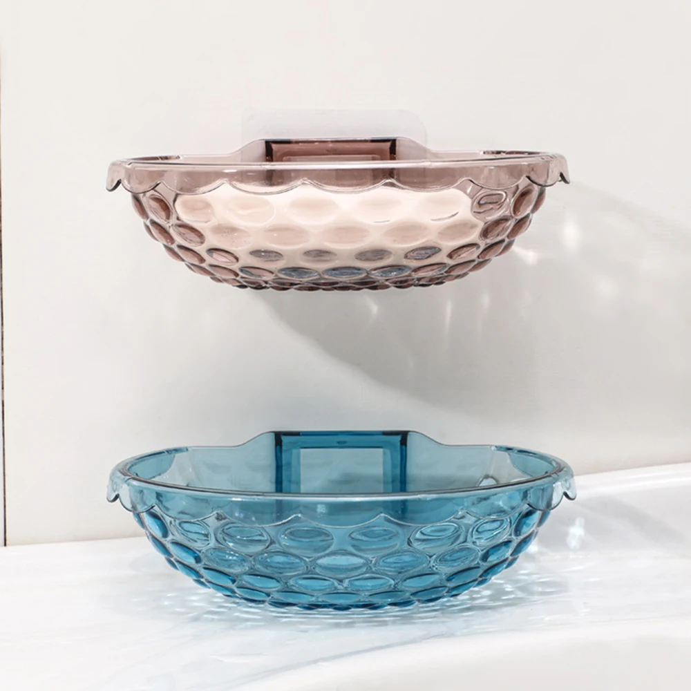 Elegant Soap Dish Shell Shape Quick Drainage Acrylic Holder for Bathroom Shower Room Wall Mount Storage Organizer