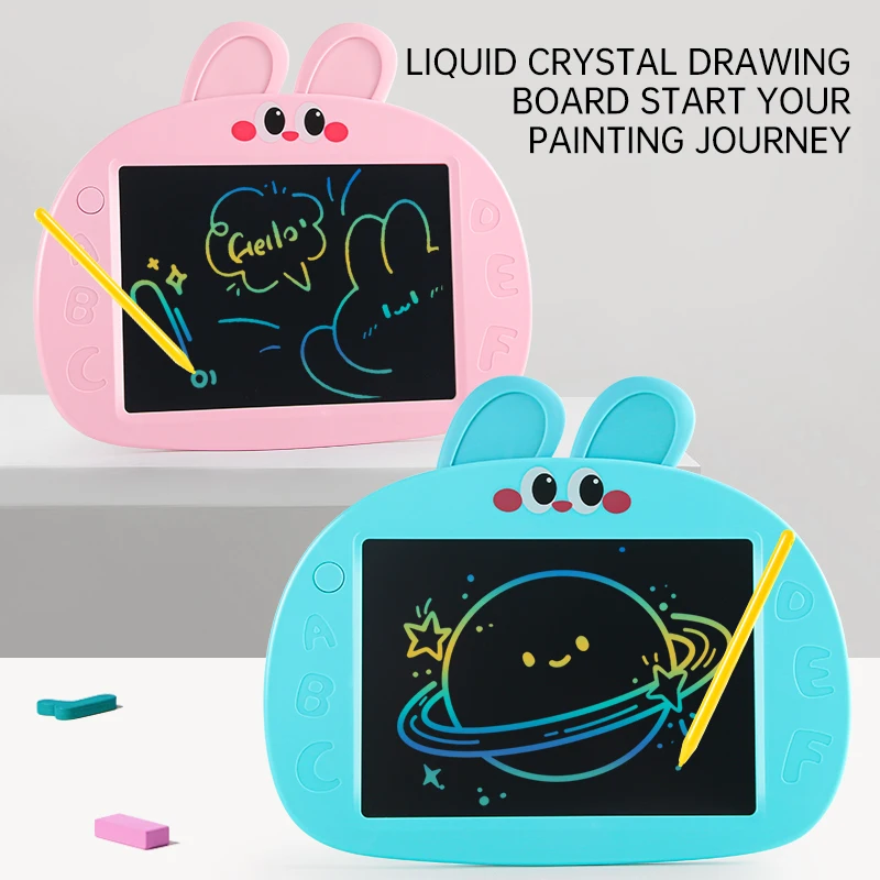 Early childhood education LCD writing tablet, rabbit-themed color drawing board, erasable, eye-protecting, blue light-free, help