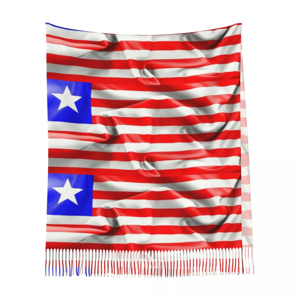 Bufanda con bandera de Liberia, bufandas con borlas para mujer, chales y chales suaves y cálidos, chal largo para otoño e invierno