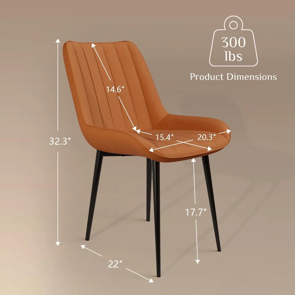 مجموعة كراسي تناول الطعام TLSUNNY مكونة من 2/4، كراسي غرفة طعام منجدة حديثة من الجلد السويدي عالي الظهر مع وسائد سميكة، عريضة