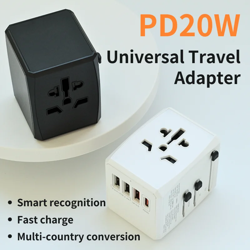 New Global Universal Travel Adapter With Multi-country Plug 3 USB Ports Portable Type-C And Multi-functional For Europe USA