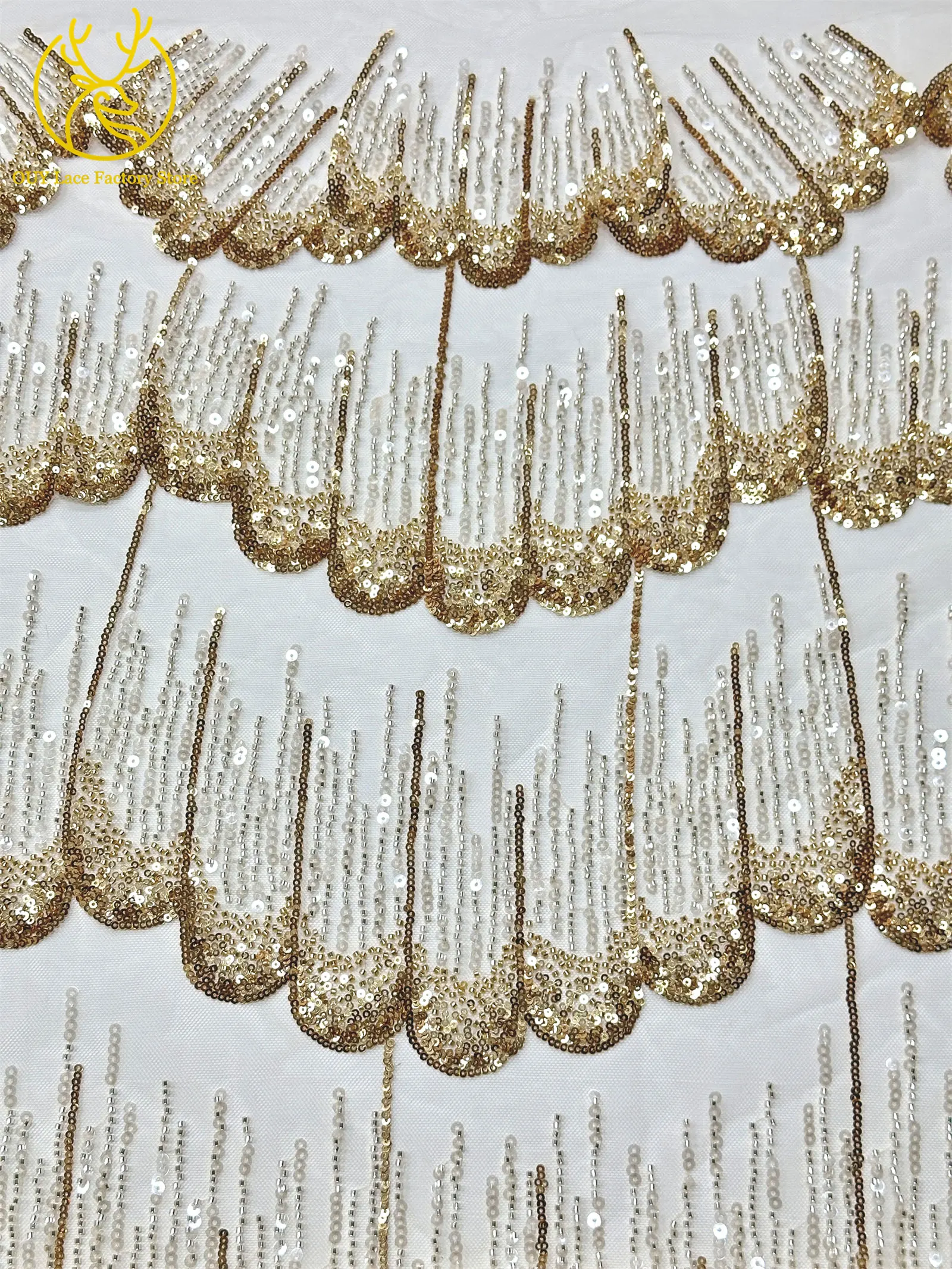 2026 Neues Design Elegante Modische Afrikanische Pailletten-Perlen-Spitzenstoffe Nigerianische Französische Tüll-Stickerei-Spitze für Braut- und Hochzeitskleidung – Detail 9