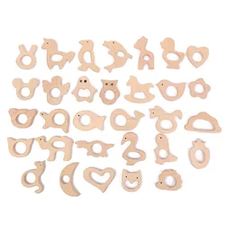 1/2/4Pcs Animal Natural Beech Teething Wooden Beads For Jewelry Making Teether Gift Rattle Diy Accessories Wood Crafts