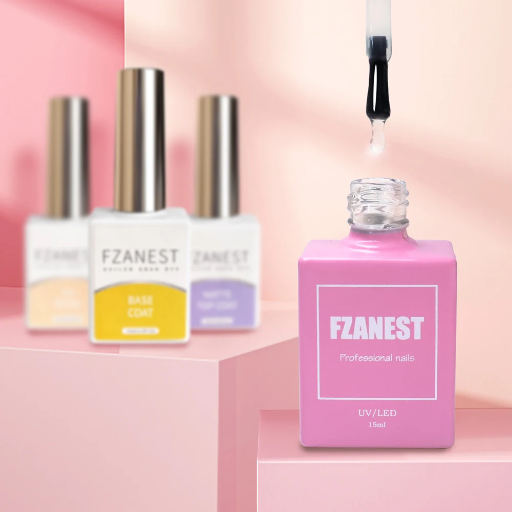 FZANEST 11 Types Nail Functional Gel Nail Polish Base Top Coat Function Gel 15ml Blossom Foil Transfer Gel Nail Remover