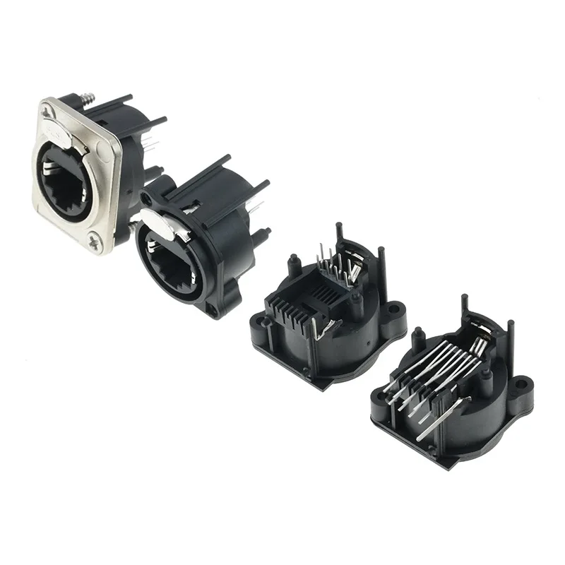 RJ45 D Type Panel PCB Soldering Socket CAT5E CAT6 8P8C Network Jack Female Coupler for Cabinet Weak Current Box Installation