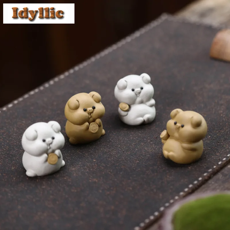 

Yixing Zisha Fortune Ingot Pig Tea Pet Elegant Tea Games Tea Figurine Play Toys Tea Statue Ornaments Chinese Tea Set Gift Craft