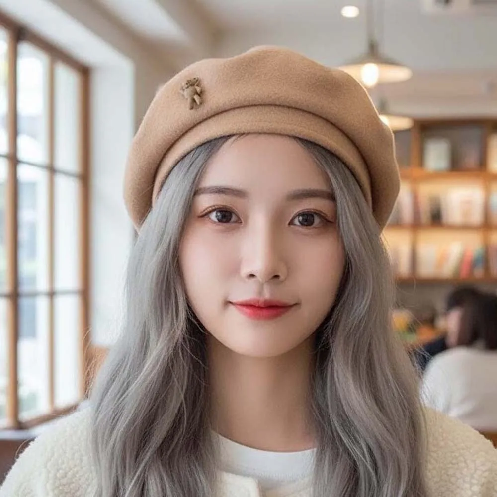 Soft Vintage Beret Hat Heart Decor Thermal Texture Cartoon Bear Cap Exquisite Lightweight Retro Painter Bonnet Birthday Gift