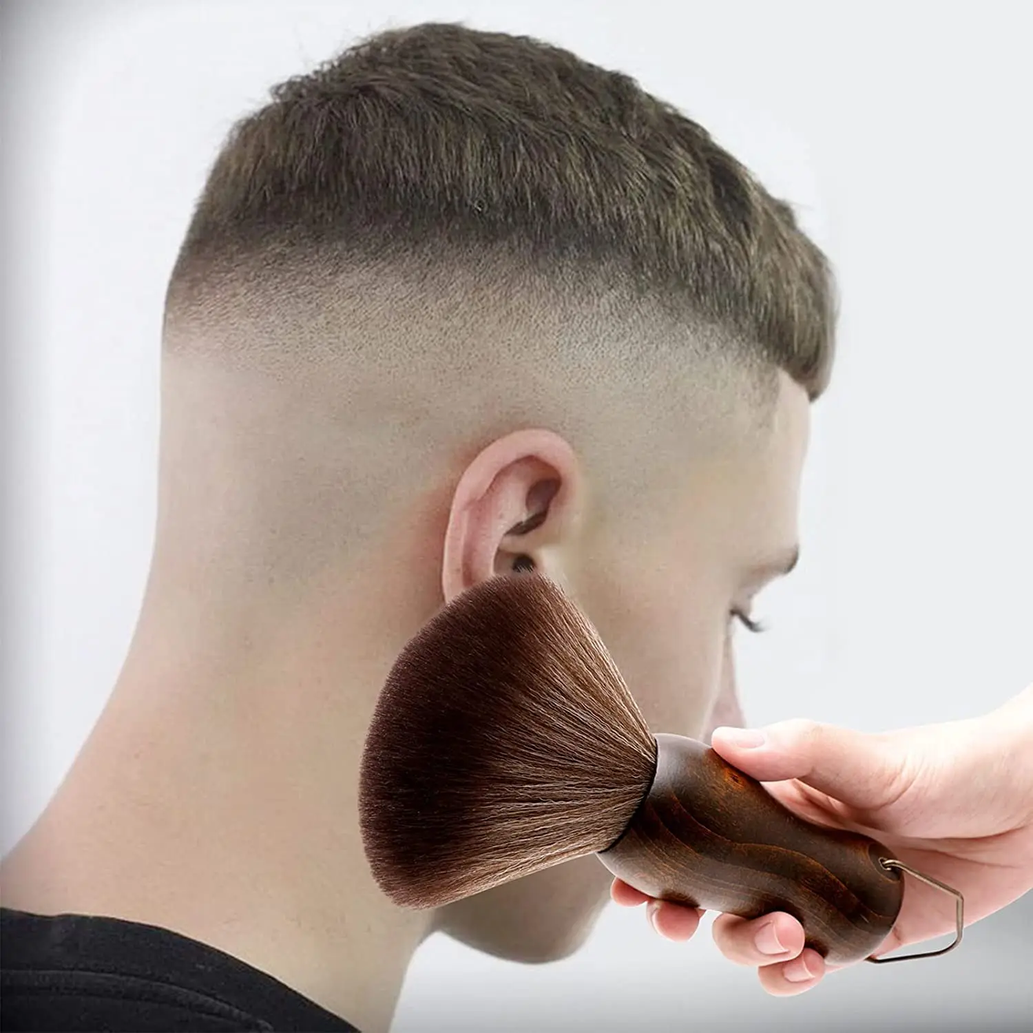 Wood Handle Neck Duster Brush, Professional Grooming Tool