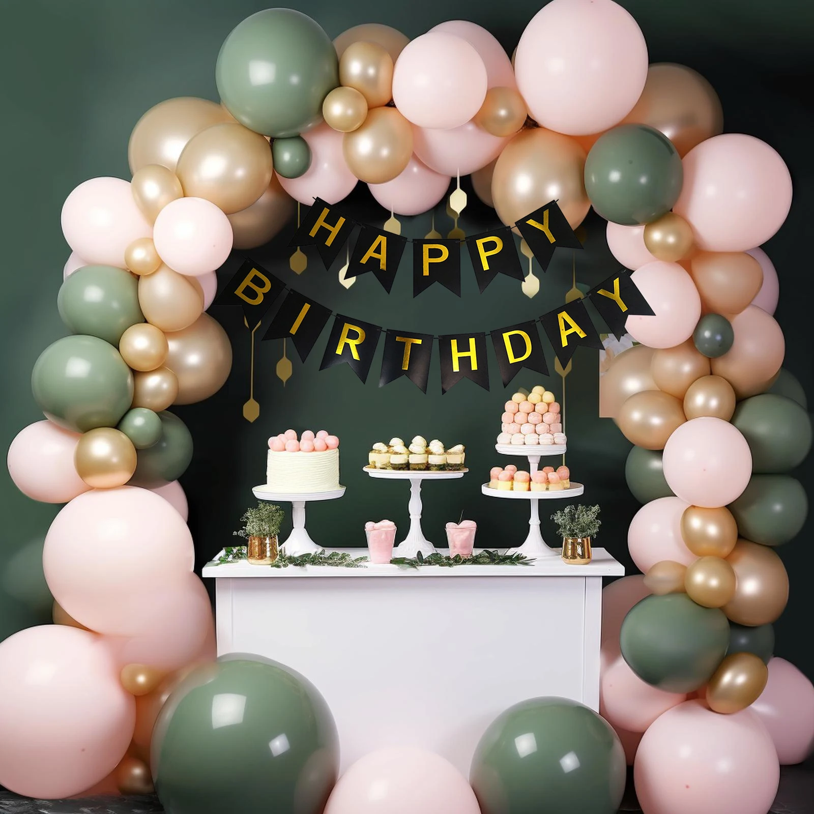 55/54pcs Set Happy Birthday Banner Latex Balloon Happy Birthday Banner Hanging Decorations For Birthday Party Party Balloons