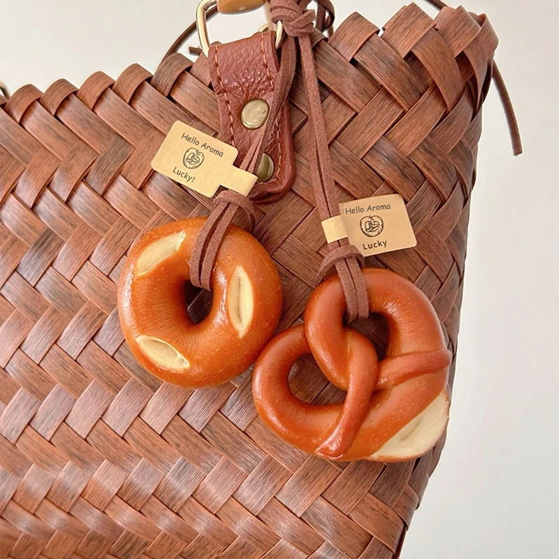 Original Bread Pendant Keychain Nylon Woven Rope Pendant DIY Trendy Mixed Bag Phone Decor Handmade Women Gift