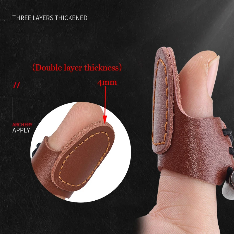 Cow Leather Archery Finger Guard Tab Recurve Bow Arrow Finger Tip Protector  Archery Thumb Ring Tab Guard Archery Hunting Glove