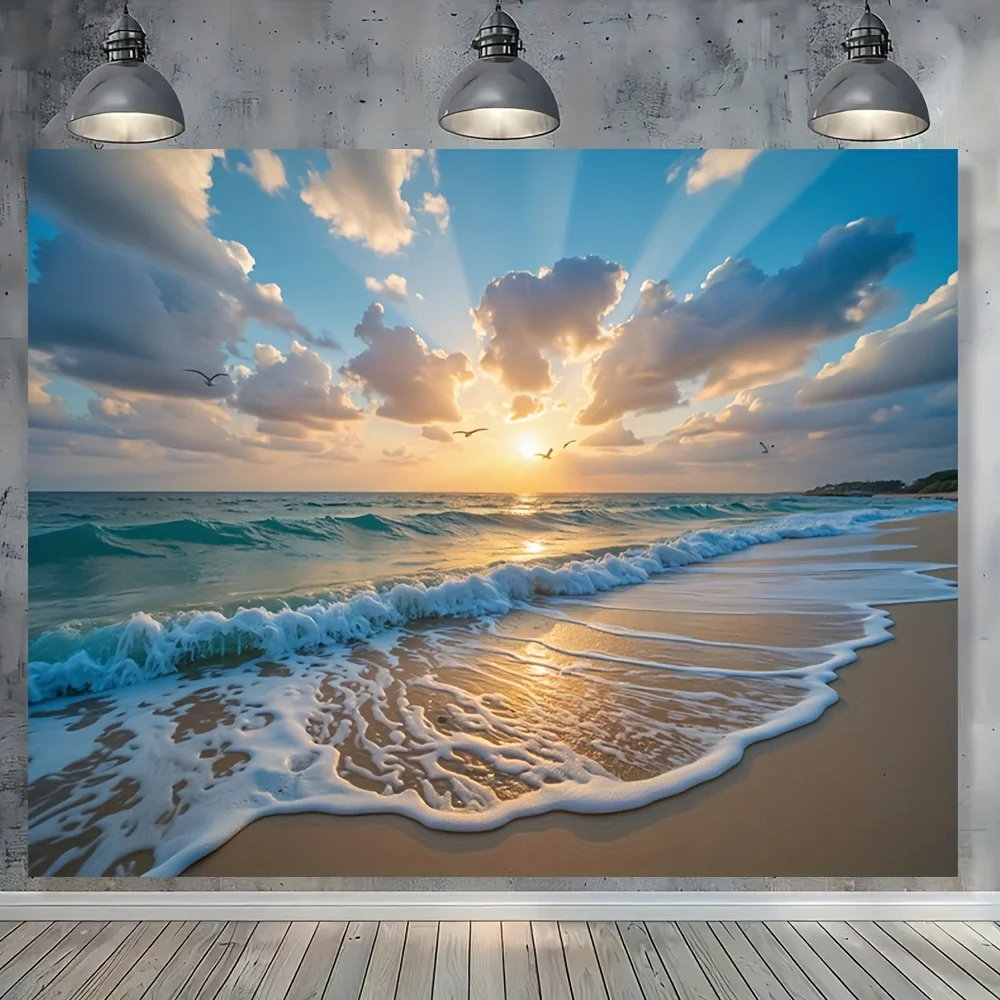 Ocean Sunset Beach Wall Mural 2D Flat Printing Sea View Decor Nature Landscape Art Home Interior Design Living Room Wallpaper