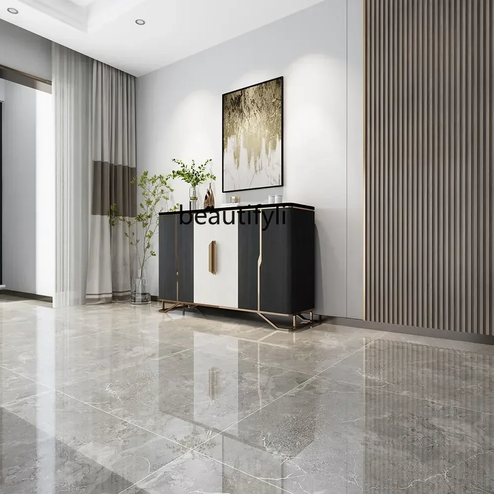 D178  Y  Marble Solid Wood Entrance Cabinet Modern Minimalist Curio Cabinet Home Living Room Shoe Cabinet Wall Sideboard