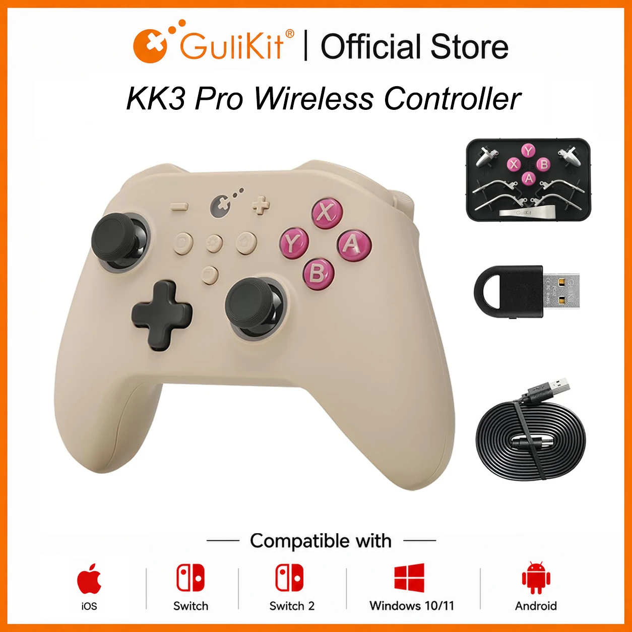 GuliKit KK3 Pro Controller with Hall Effect Joysticks Triggers KingKong 3 NS38 Gamepad for Windows Nintendo Switch 2 Android iOS