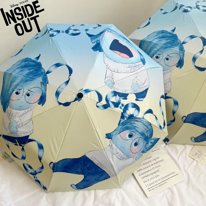 

Disney Inside Out 2 Creative Worries Cute Comic Cartoon Fully Automatic Sunscreen Black Glue Student Female Sunscreen Umbrella
