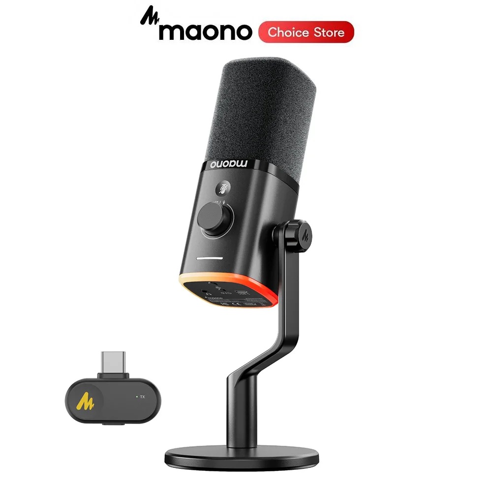 maono-pd100w-usb-wireless-dynamic-microphone-cardioid-mic-50m-range-one-touch-noise-reduction-rgb-for-pc-gaming-live-streaming