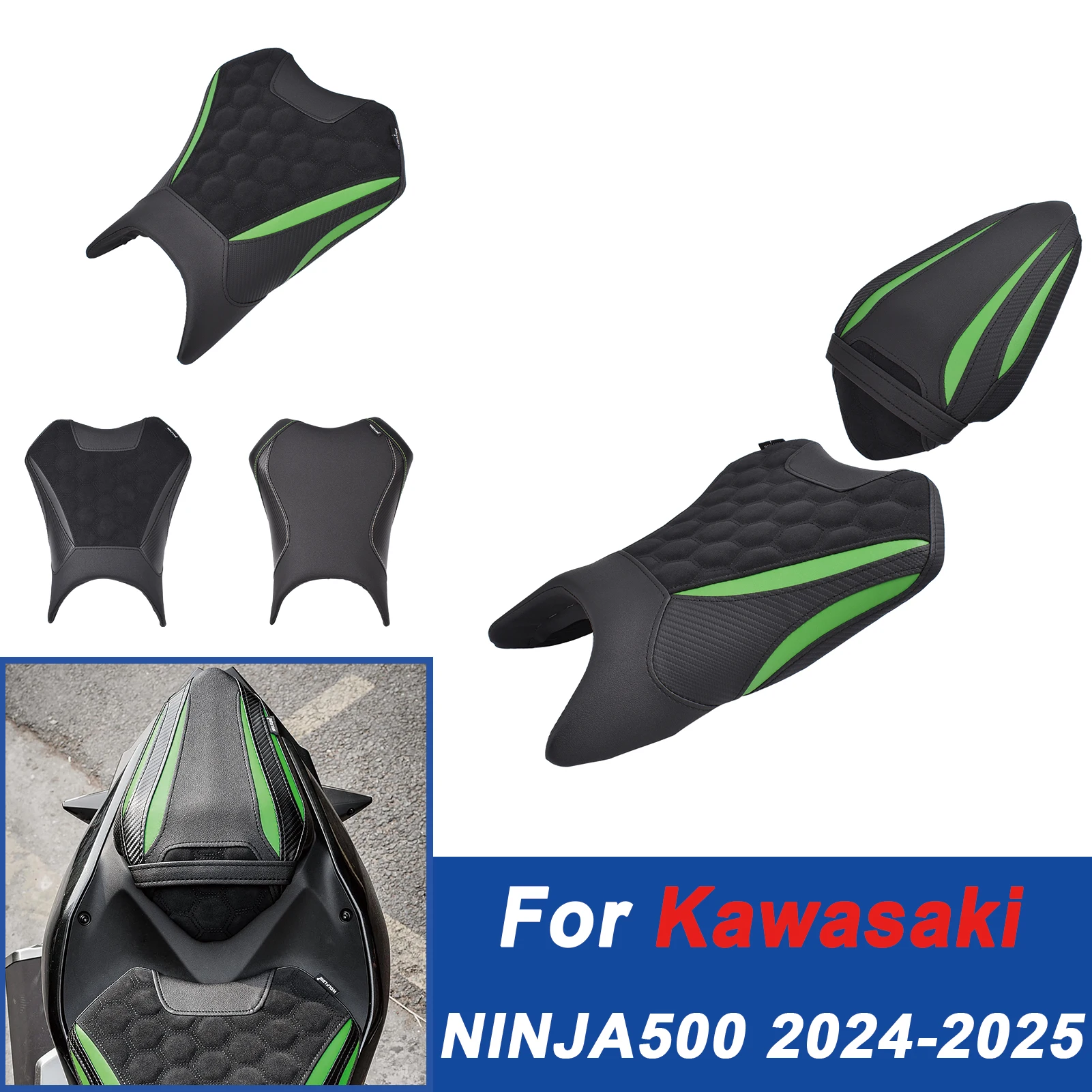 

For Kawasaki Ninja 500 2024-2025 ZX500EX Motorcycle Seat Cover Premium Comfort Non-Slip Seat Pad Cushion Cover Parts