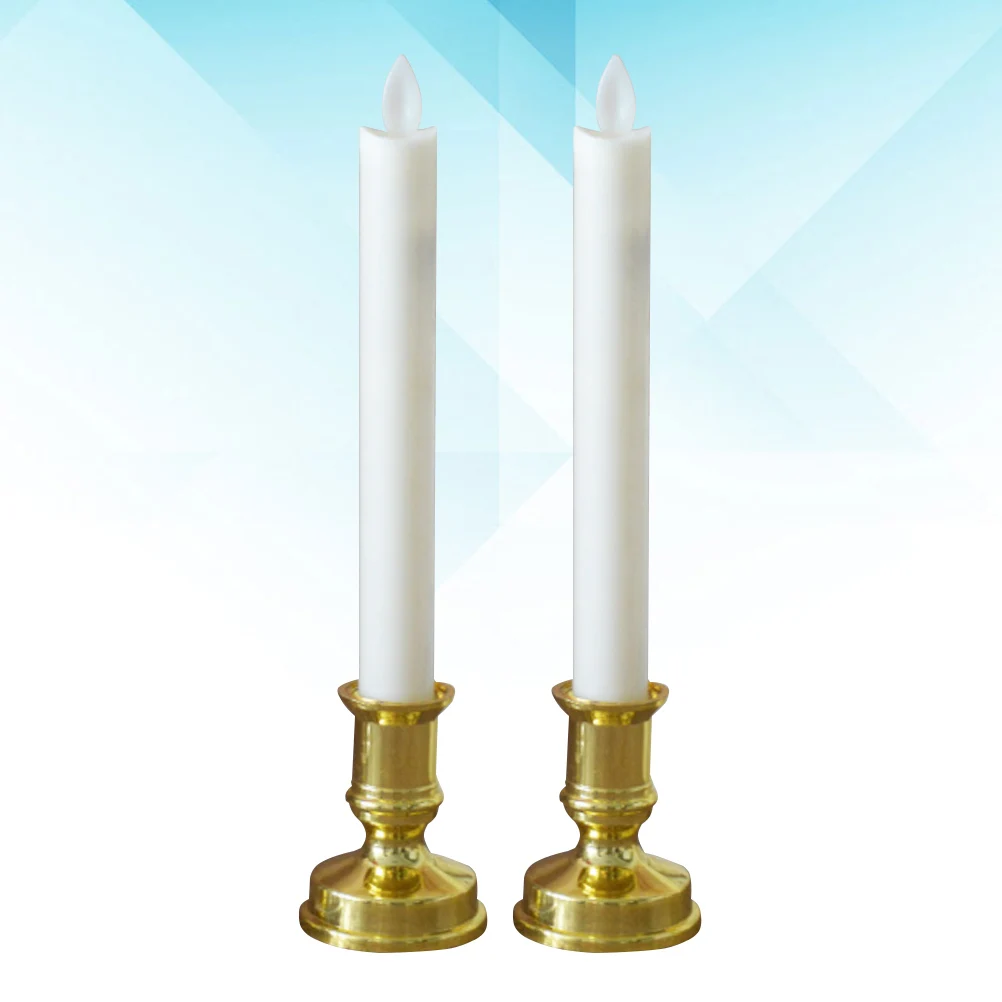 

1 Pair Electric Led Long Rod Lamp Smokeless Odorless Flameless Swing Simulation Golden Bottom Yellow Rod Pattern