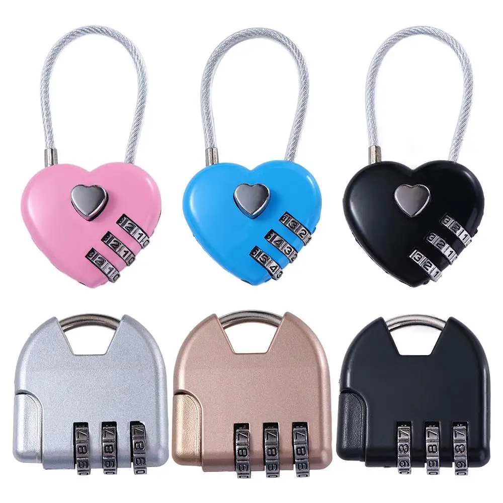 Lock Trolley Case Suitcase Gym Drawer Lock Heart Shape Padlock TSA Customs Code Lock Combination Padlock Luggage Travel Lock