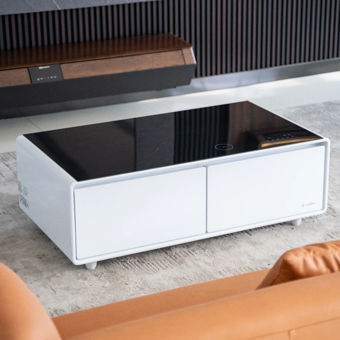 Smart Living Room Sofa Bed Smart Table USB Wireless Charging Tempered Glass Led Light Music Player Coffee Table