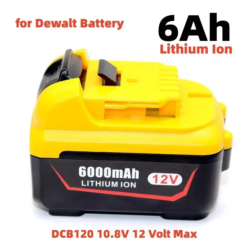 Substituição máxima da bateria de íon de lítio dcb120 6.0ah 10.8v 12 volts para dewalt dcb123 dcb127 dcb124 dcb121 3ah baterias recarregáveis