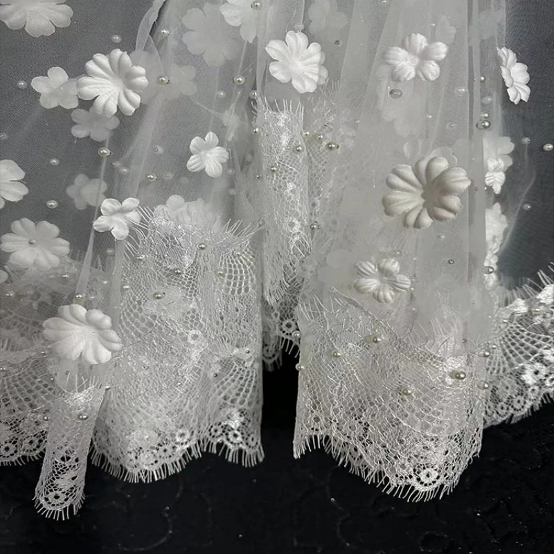 Stock Ivory 1.5m X 1.5m Wedding Veils One Layer 3d Flower Lace Edge Bride Bridal Accessory velo de novias voile de mariée