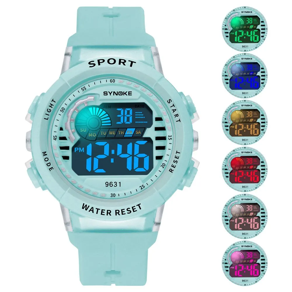 SYNOKE Student Electronic Watch Unisex Sport Watch Multifunction Military Sports Waterproof Luminous LED Digital Kids Big Dial