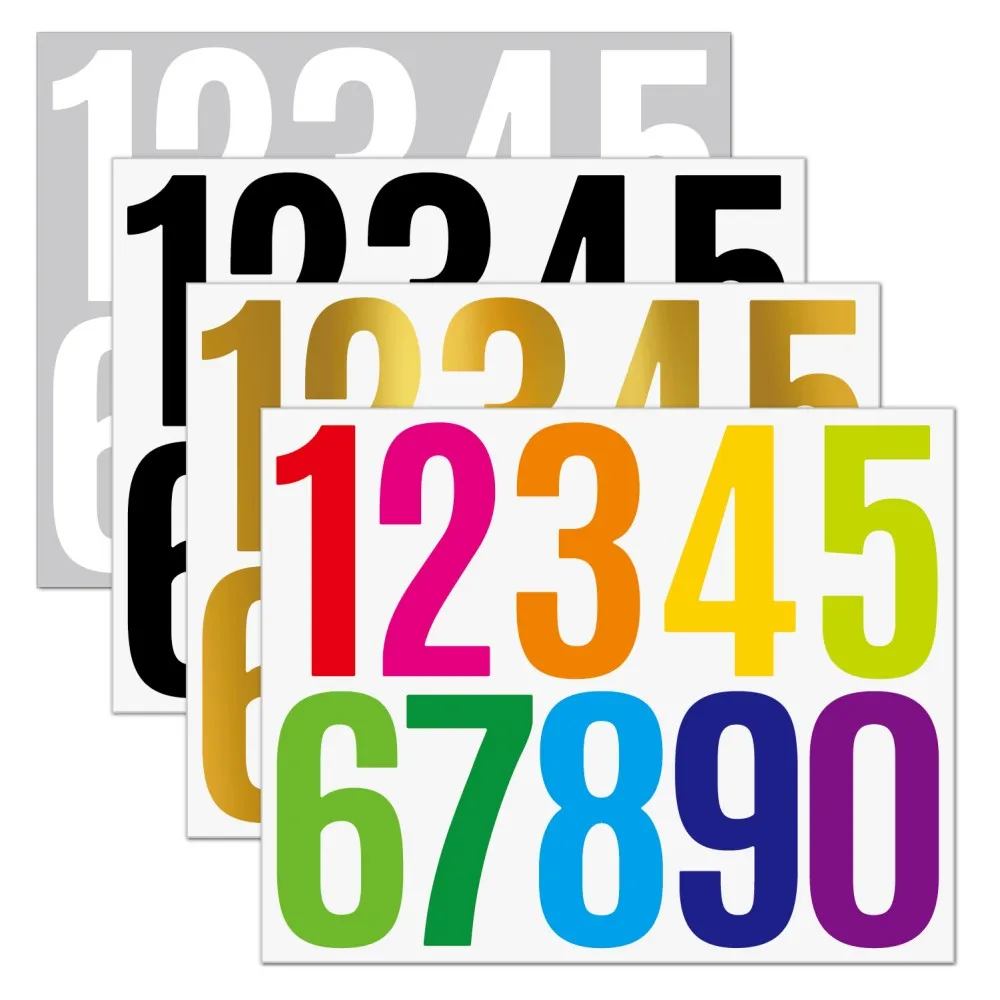 3Pcs/set 3 inch Multifunctional Number Sticker Vinyl Waterproof Black White Gold Colorful DIY Sticker For Car Mailbox Decoration