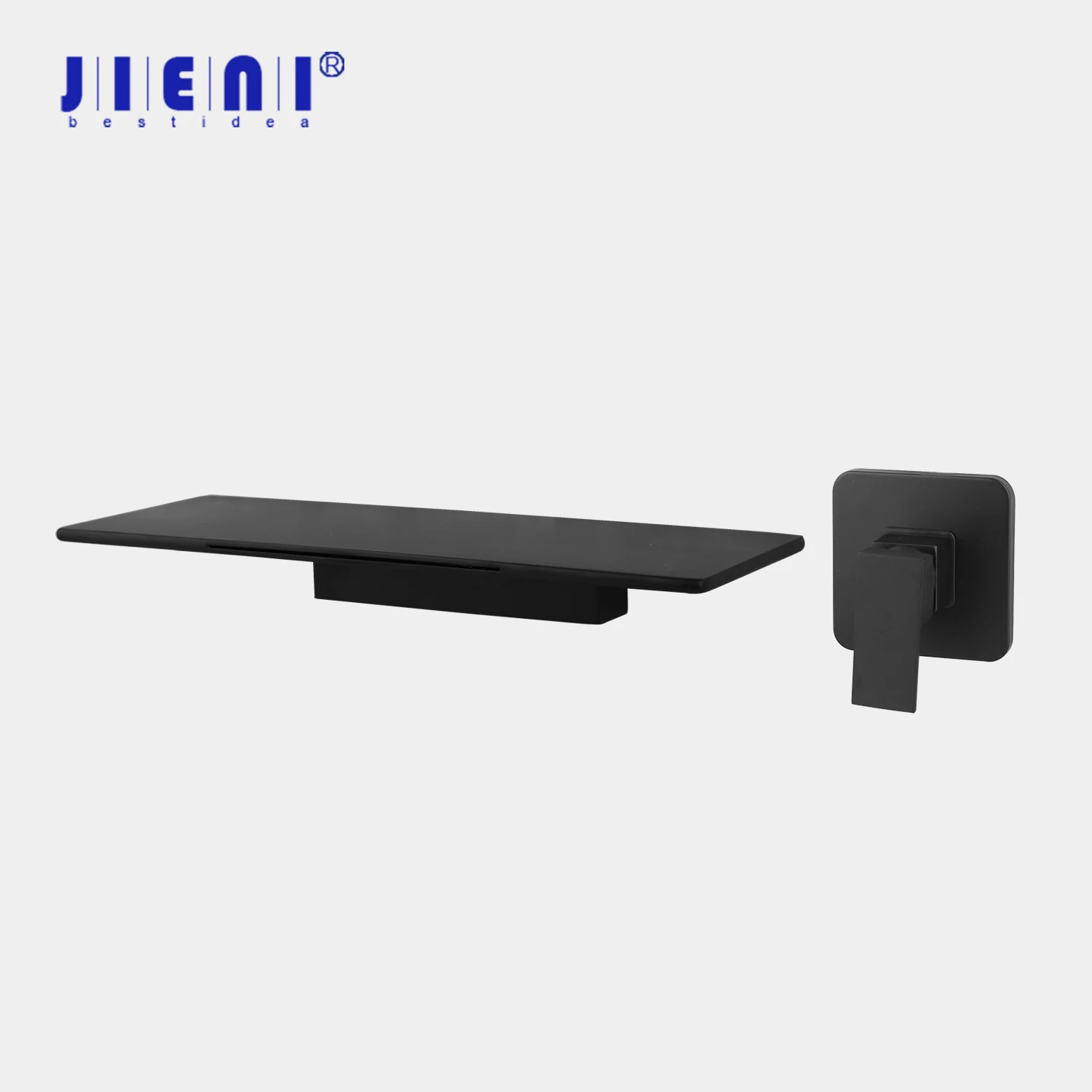 

JIENI Matte Black Bathtub Faucet Waterfall Spout Wall Mounted Bath Washbasin Bathroom Basin Sink Solid Brass Mixer Tap Faucet