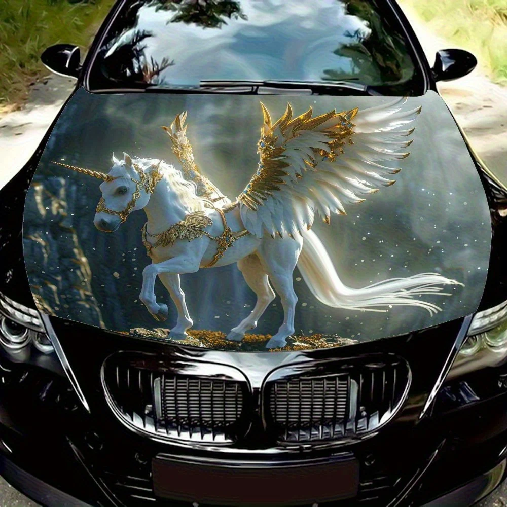 

The Magnificent Pegasus Car Hood Decal - Premium Vinyl Sticker For Automotive Exterior Customization - Durable Weather-Resistant