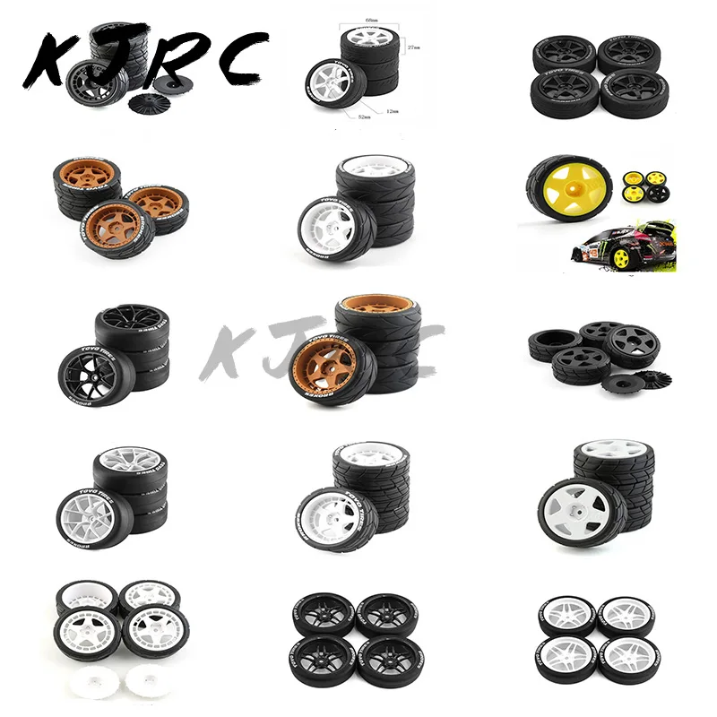 1/10 4PCS 65mm Hard Drift Tire RC Drift Car On Road Touring Racing Car Tyre Wheel for Tamiya TT01 TT02 XV01 PTG-2 Kyosho HPI HSP